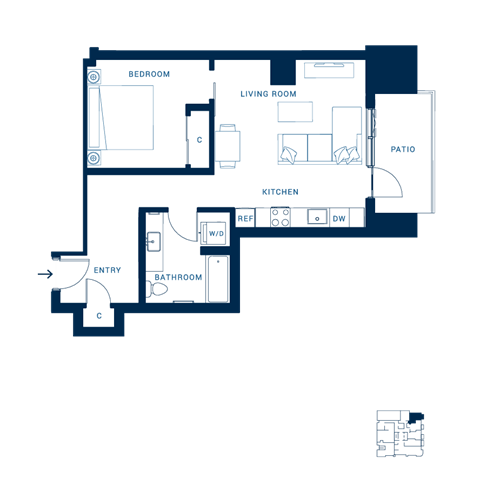 Shoresmith Apartments 1x1 G Floor Plan